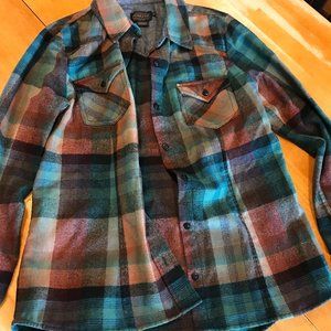 Pendleton 100% Wool Plaid Long Sleeve Flannel Shirt Women's M